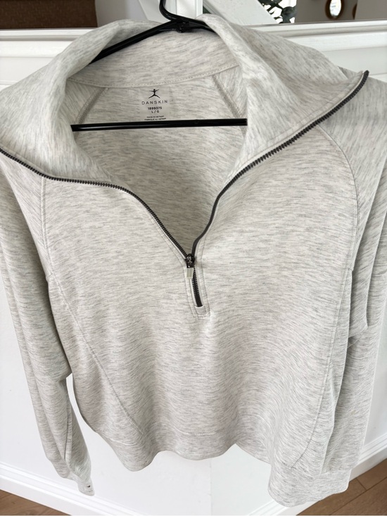 Danskin Tops - Danskin Light Heather Gray Quarter Zip Pullover